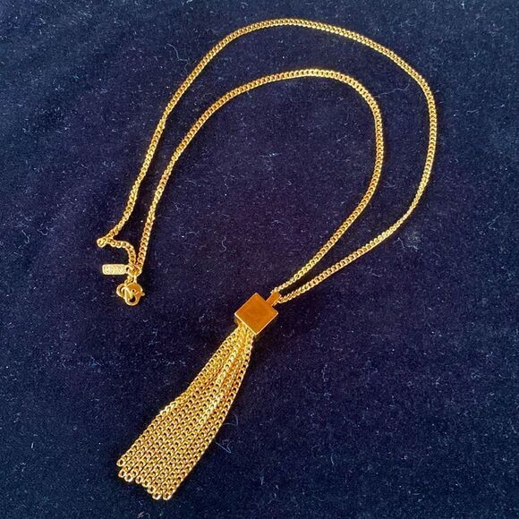 Vintage Monet Gold tone Long Statement Necklace - Picture 1 of 6